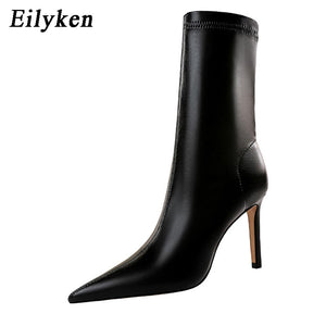 Open image in slideshow, Eilyken 2023 Spring High Quality Soft PU Leather Boots Women Pointed Toe Pumps Heels Fashion Ladies Party Shoes Size 34-40
