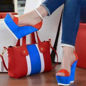 Doratasia Top Quality Red Blue Patchwork Leisure Wedges Shoes