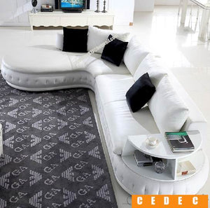 Open image in slideshow, (lounge +2 seat +ottoma/lot) white genuine leather  small living room sofa furniture #CE-226
