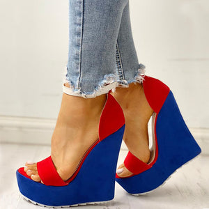 Open image in slideshow, Doratasia Top Quality Red Blue Patchwork Leisure Wedges Shoes
