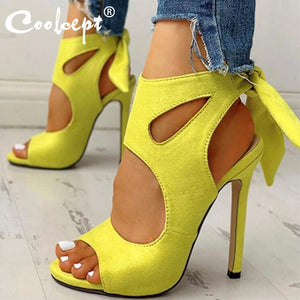 Coolcept Women Sandals Shoes Fashion Peep Toe Back Lace Up Shoes