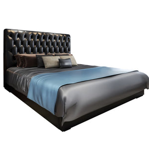 Open image in slideshow, American leather master bedroom light luxury bed Nordic bed modern minimalist bed simple European double bed 1.8
