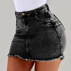 Open image in slideshow, Women Summer Denim Skirts High Waist Bodycon Jeans Skirt Ladies Pocket Short Skirts
